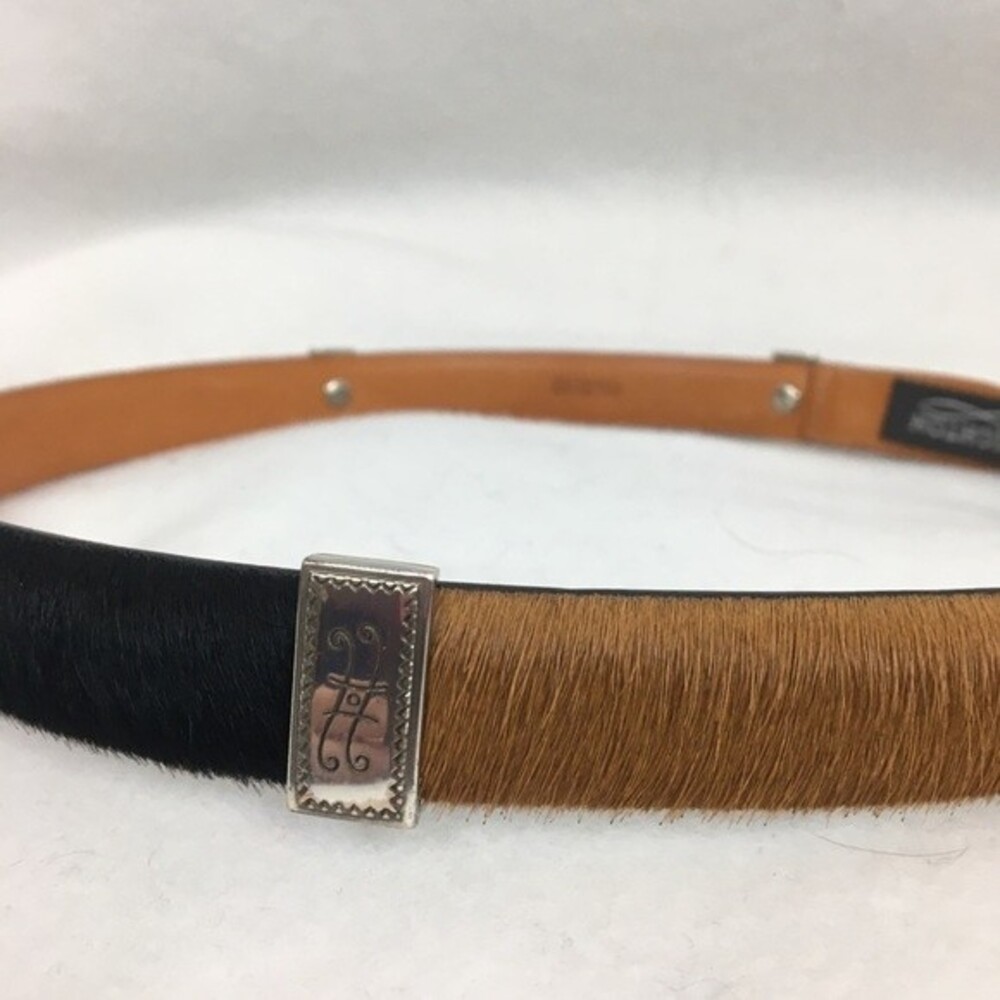 Brighton Pony Hair Black & Silver Metallic Concho Leather Belt M - Picture 5 of 9